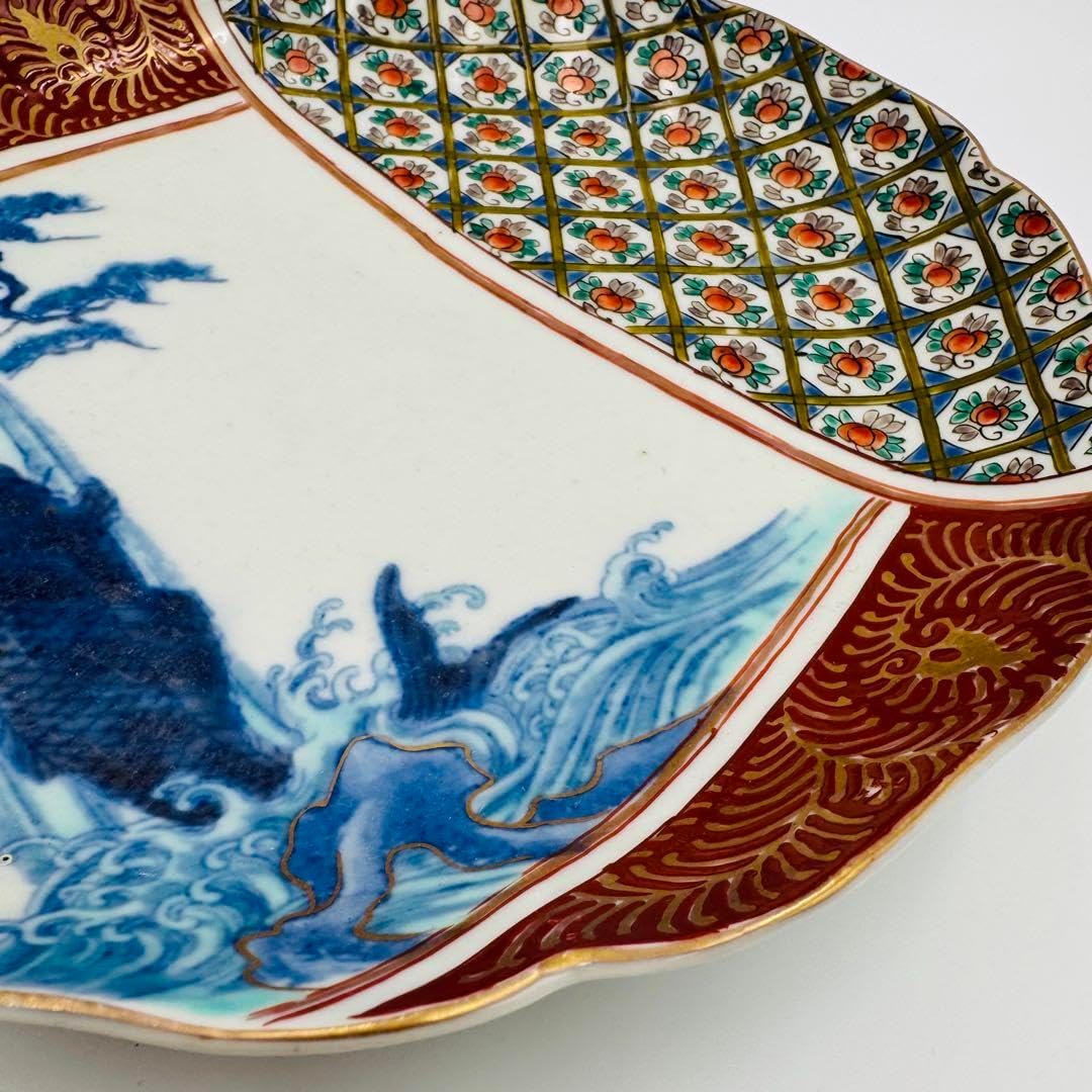 木箱入 有田焼 其泉造 染錦春秋紋 銘々皿揃 15cmプレート 5枚